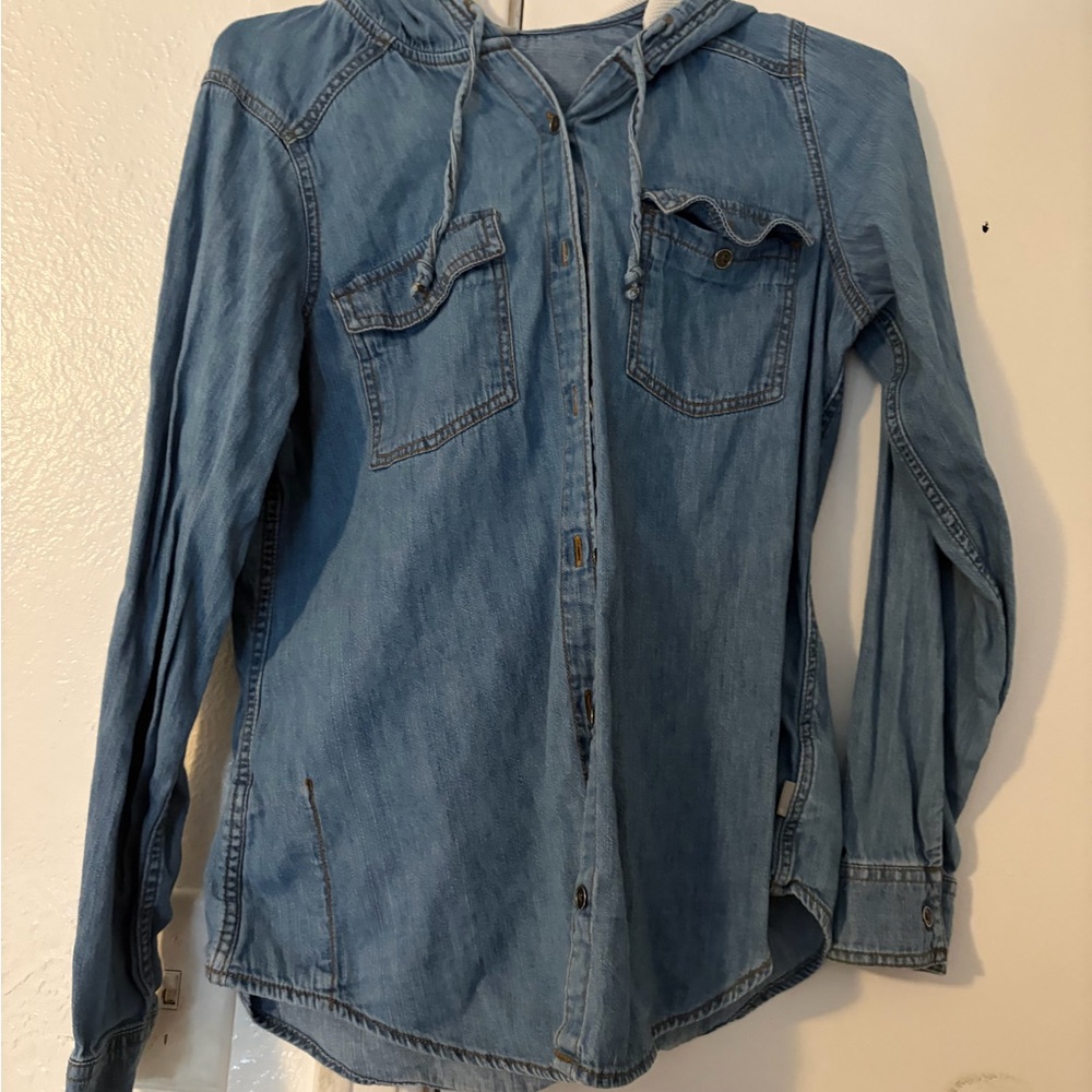 Columbia Blue Denim Hoodie Sweatshirt